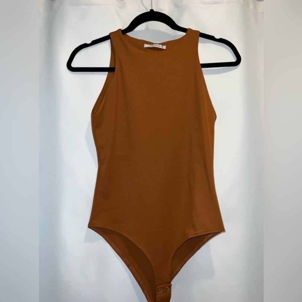 REORIA Sleeveless high neck brown/burnt orange body suit  M